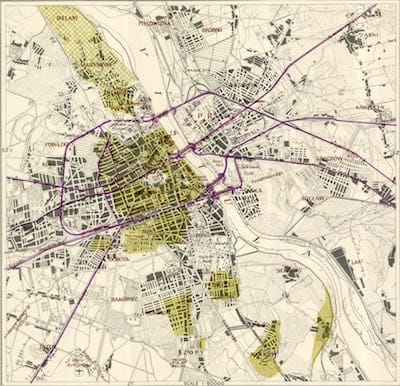 A map of Warsaw.
